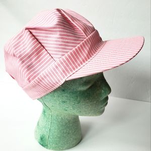 Striped Pale Pink Train Engineer Cap
